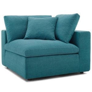 Commix Down Filled Overstuffed Corner Chair-Teal